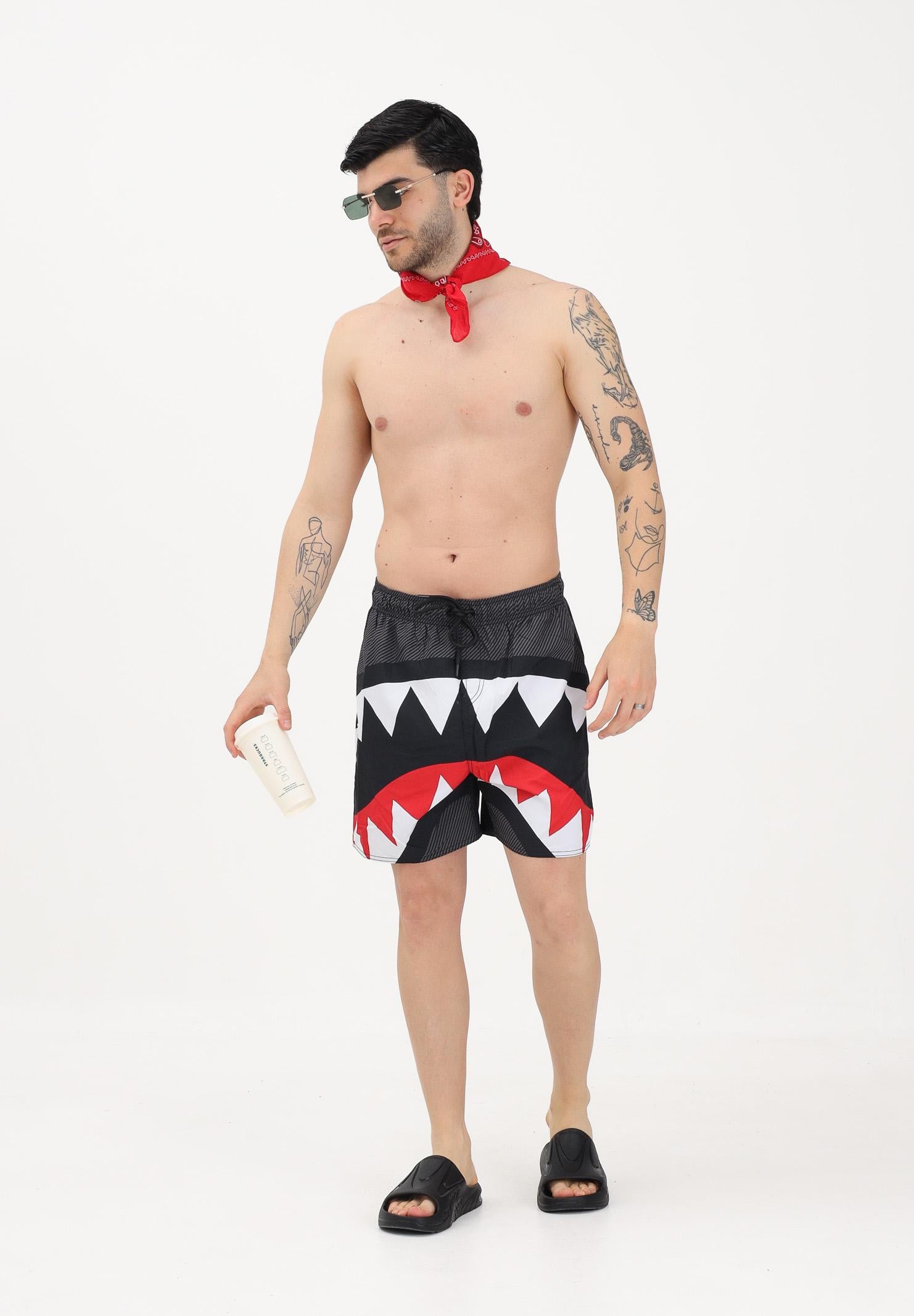 SPRAYGROUND Shorts mare PIXEL MOUTH nero da uomo 910SWM2046 . SPRAYGROUND 