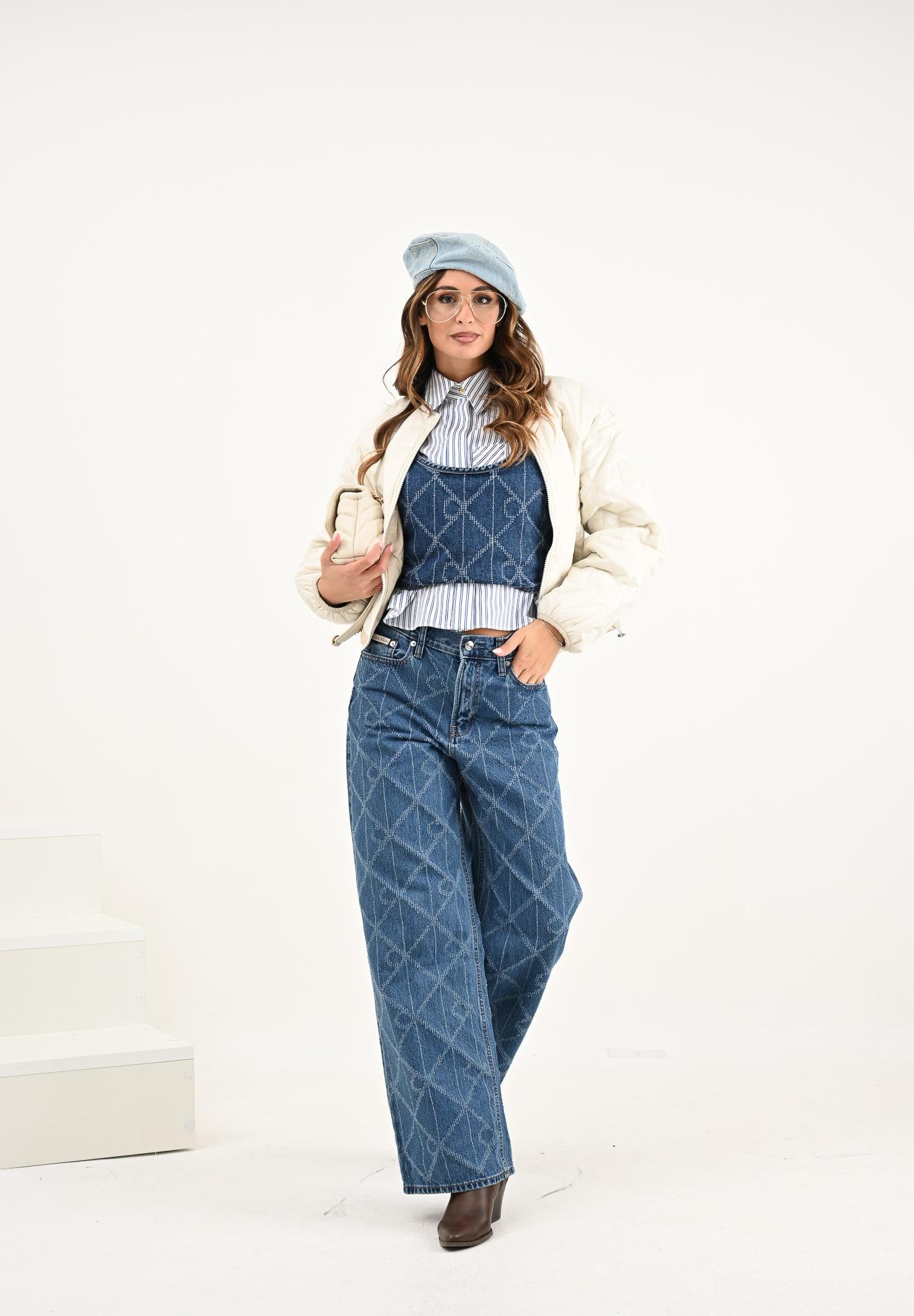 CALVIN KLEIN JEANS Top in denim da donna con monogram all-over LV047D708GYY2  CALVIN KLEIN JEANS 