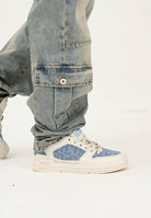GCDS Sneakers panna da uomo con inserti in denim chiaro GCU1011 460 GCDS 