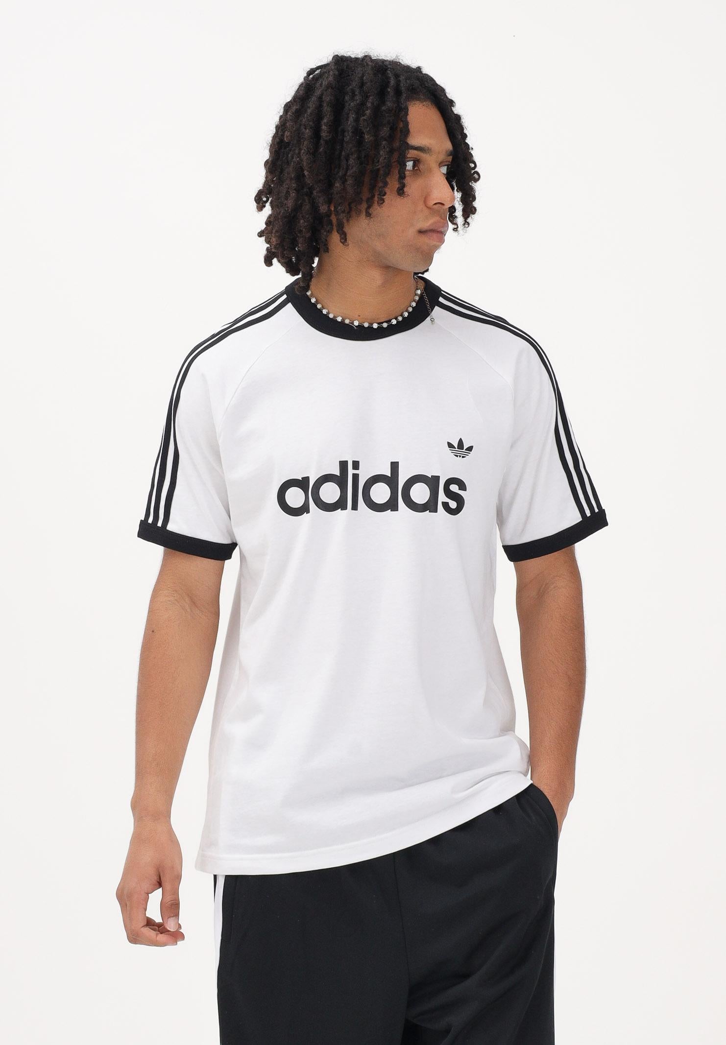 ADIDAS ORIGINALS T-shirt a manica corta 3-STRIPES SLIM RINGER bianca da uomo KF0418 . ADIDAS ORIGINALS 