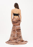 ELISABETTA FRANCHI Abito lungo cammello da donna con stampa tigrata ABR5562E2 470 ELISABETTA FRANCHI 