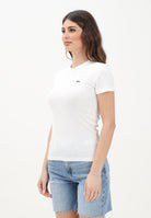 LACOSTE T-shirt a manica corta bianca da donna in cotone a costine TF5538 70V LACOSTE 