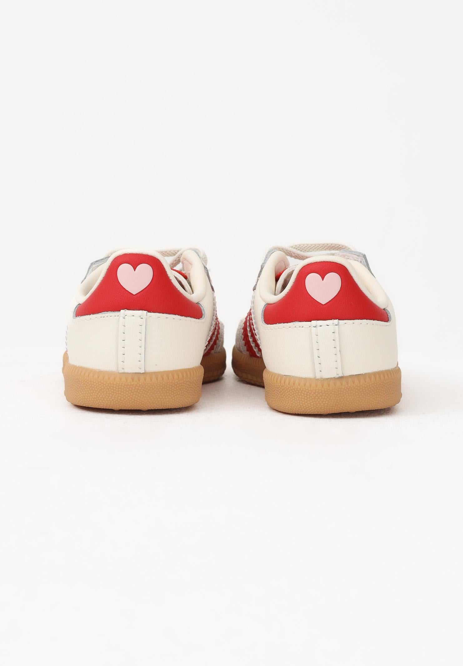 ADIDAS ORIGINALS Sneakers SAMBA ELASTIC LACES beige e rosse da neonato KI6682 . ADIDAS ORIGINALS 