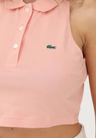 LACOSTE Polo crop rosa pesca da donna con logo PF3123 UI2 LACOSTE 