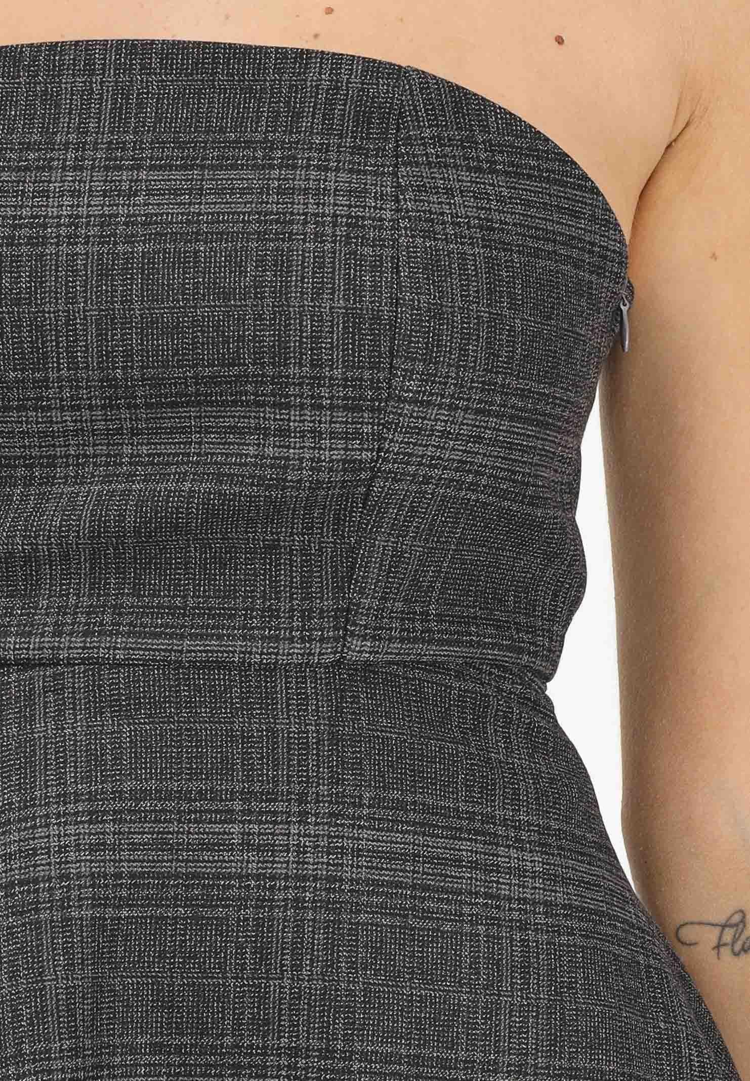 VICOLO Top elegante grigio da donna in tessuto gessato TF1730 GR VICOLO 