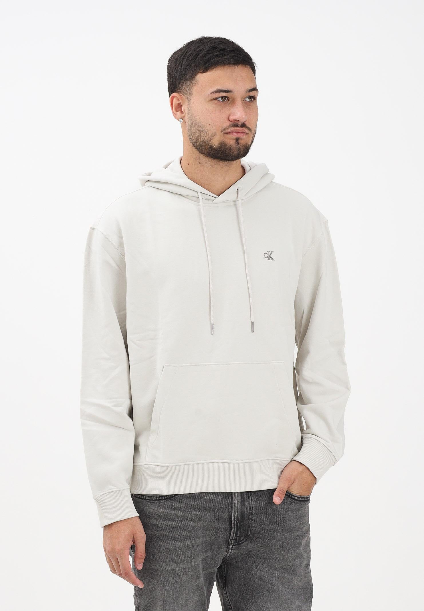 CALVIN KLEIN JEANS Felpa con cappuccio panna da uomo rifinita da logo LV04RC297G67U  CALVIN KLEIN JEANS 