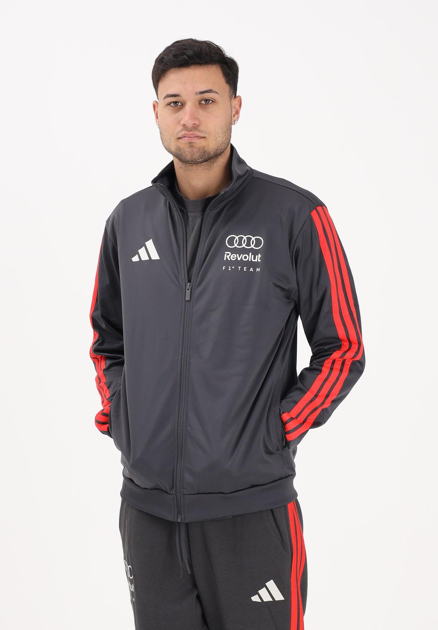 ADIDAS PERFORMANCE Felpa con zip Audi Revolut F1® Team DNA grigia e rossa da uomo KE6784 . ADIDAS PERFORMANCE 