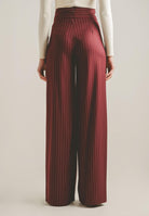 SANTAS Pantalone elegante POUVOIR bordeaux da donna con micro gessatura PV2626 BO SANTAS 