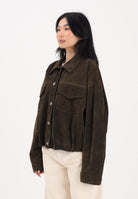 VICOLO Giubbotto in pelle scamosciata verde militare da donna TAB0171 ABU19 VICOLO 