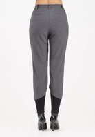 PINKO Pantalone elegante grigio da donna con inserto in maglia nera a costine 106120A2ZT I90 PINKO 