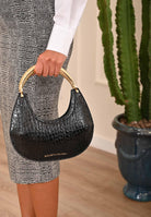 ELISABETTA FRANCHI Borsa a mano nera da donna con stampa cocco BS29A56E2 110 ELISABETTA FRANCHI 