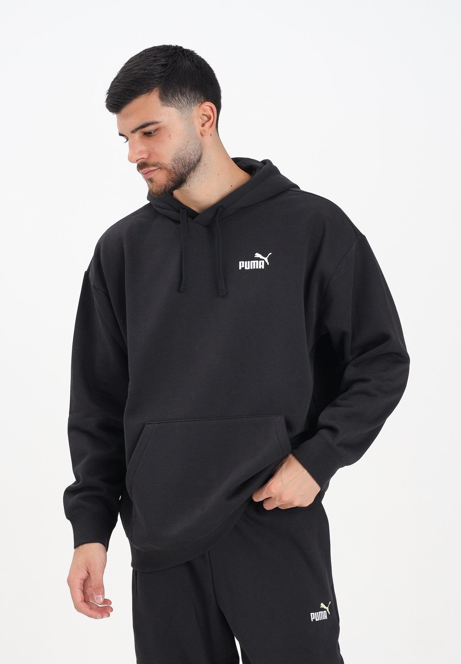 PUMA Felpa con cappuccio Essentials nera da uomo 689152 01 PUMA 