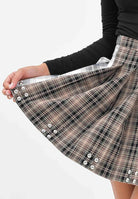 AKEP Gonna corta in tessuto tartan nei toni del beige, nero e bianco da donna GOKD11106 V1 AKEP 