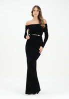 ELISABETTA FRANCHI Abito lungo nero da donna in velluto AM34S57E2 110 ELISABETTA FRANCHI 