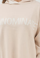 HINNOMINATE Maglia con cappuccio beige da donna con bande e logo HMABW02124 BE11 HINNOMINATE 