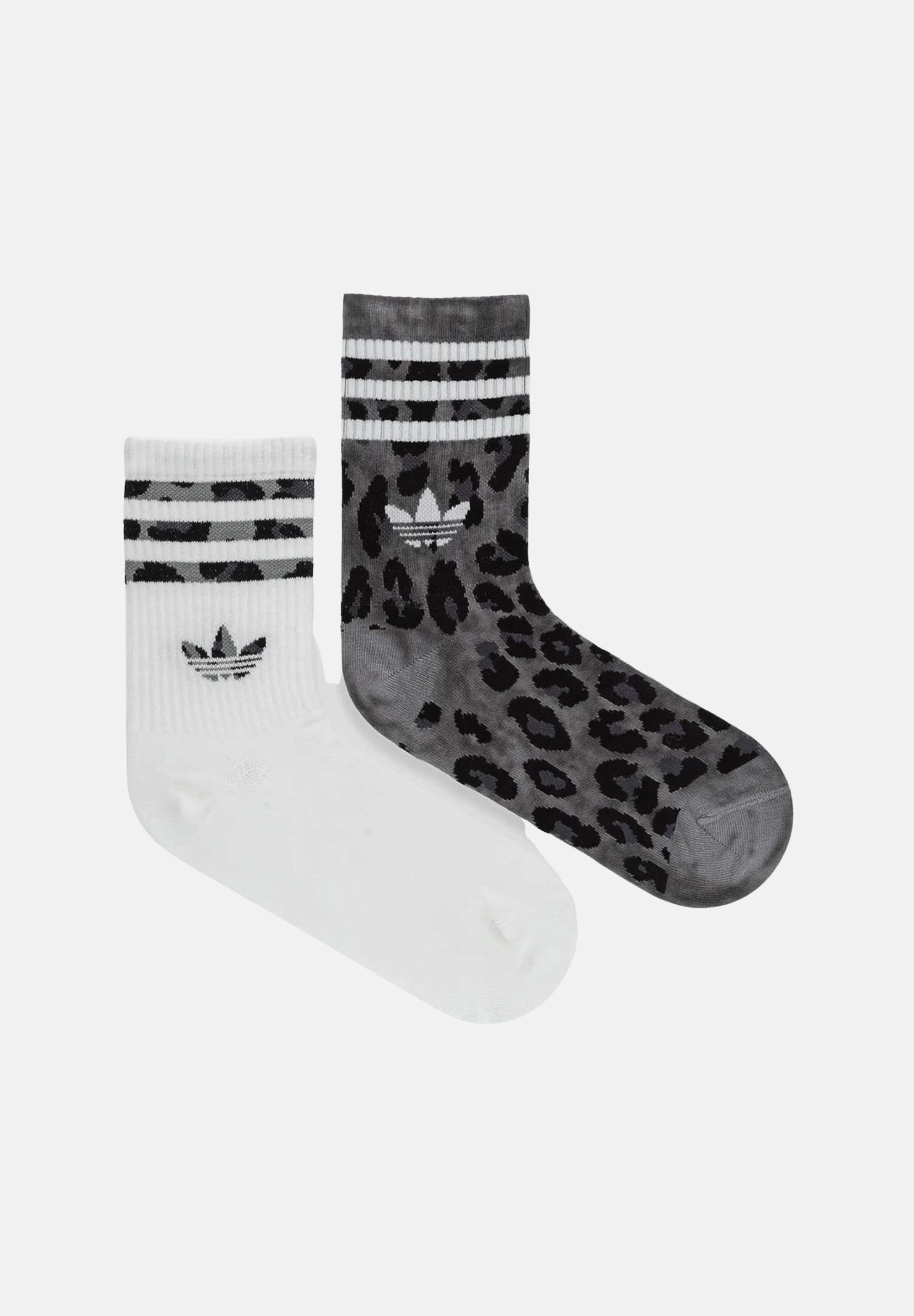 ADIDAS ORIGINALS Set di calzini Leopard (2 paia) bianchi e grigi da donna JW8010  ADIDAS ORIGINALS 