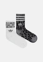 ADIDAS ORIGINALS Set di calzini Leopard (2 paia) bianchi e grigi da donna JW8010  ADIDAS ORIGINALS 