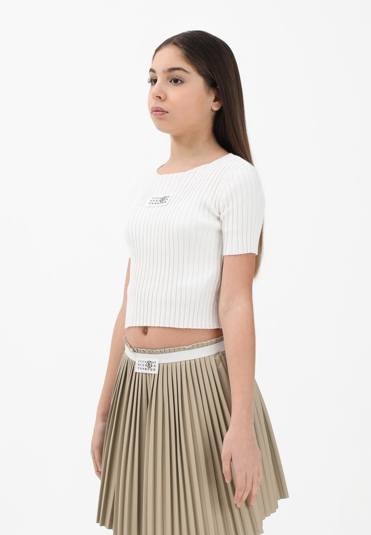 MAISON MARGIELA Maglia a manica corta bianca per donna, ragazze e bambine in maglia a costine M60989MM07X M6101 MAISON MARGIELA 