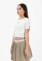 MAISON MARGIELA Maglia a manica corta bianca per donna, ragazze e bambine in maglia a costine M60989MM07X M6101 MAISON MARGIELA 