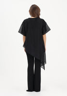 VICOLO T-shirt a manica corta nera da donna in tessuto velato UAB018 NE VICOLO 