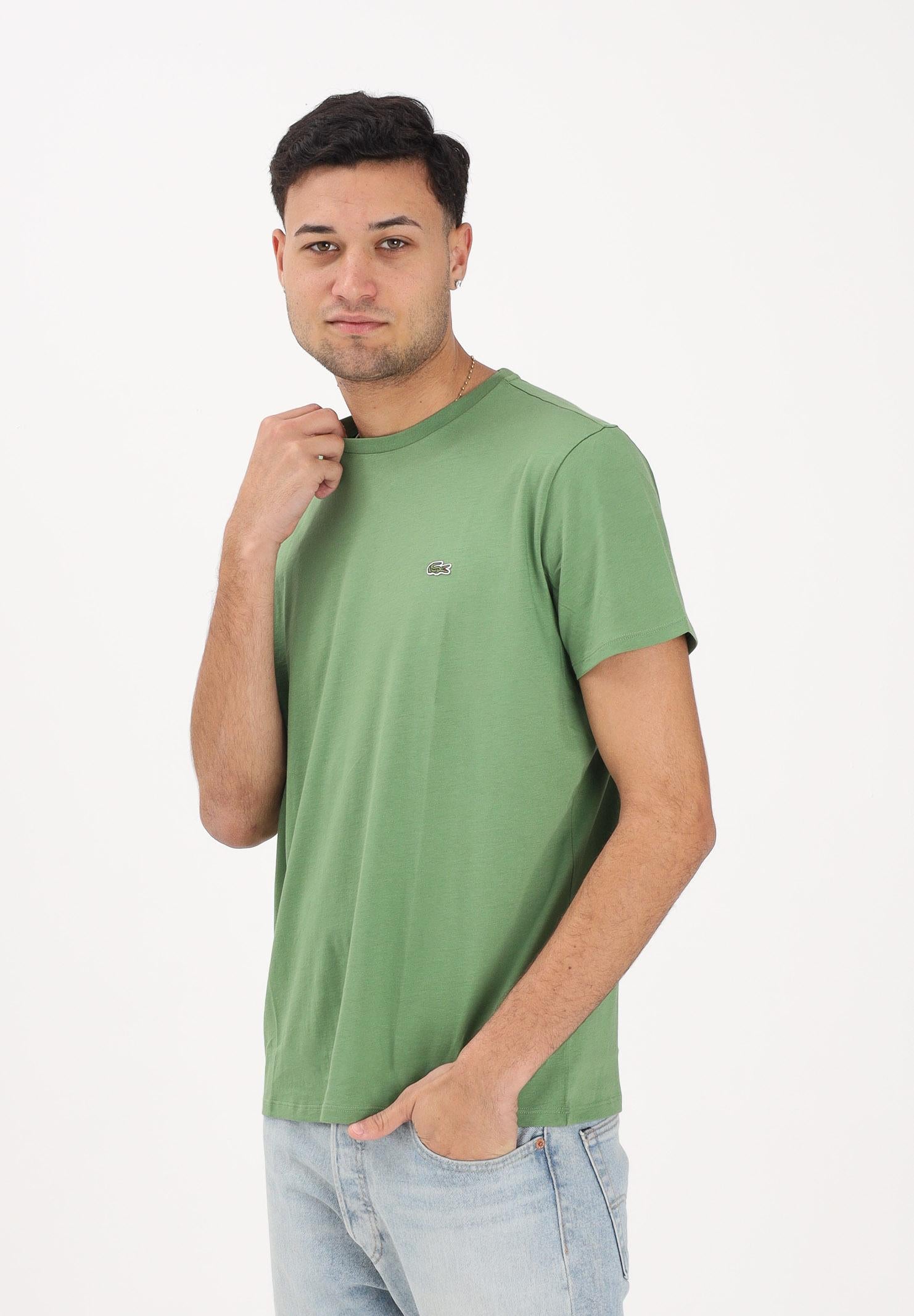 LACOSTE T-shirt a manica corta verde prato per uomo e donna con patch logo TH6709 02M LACOSTE 