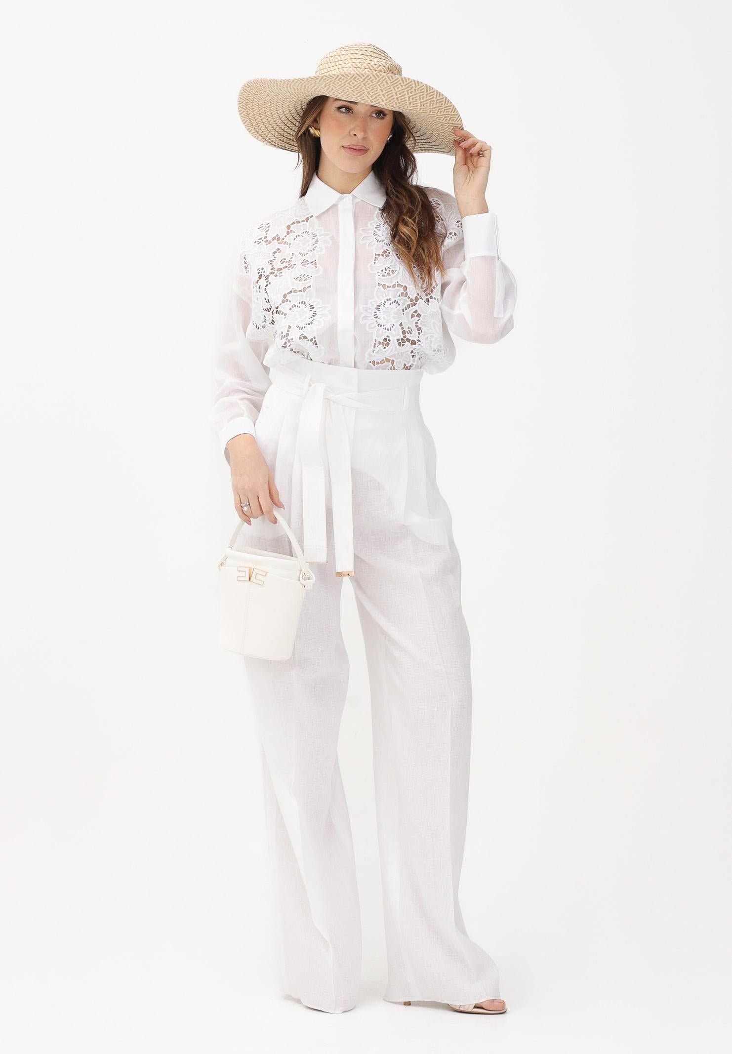 MAX MARA Pantalone MSTMATERIA in lino bianco da donna 2616131092600 002 MAX MARA 