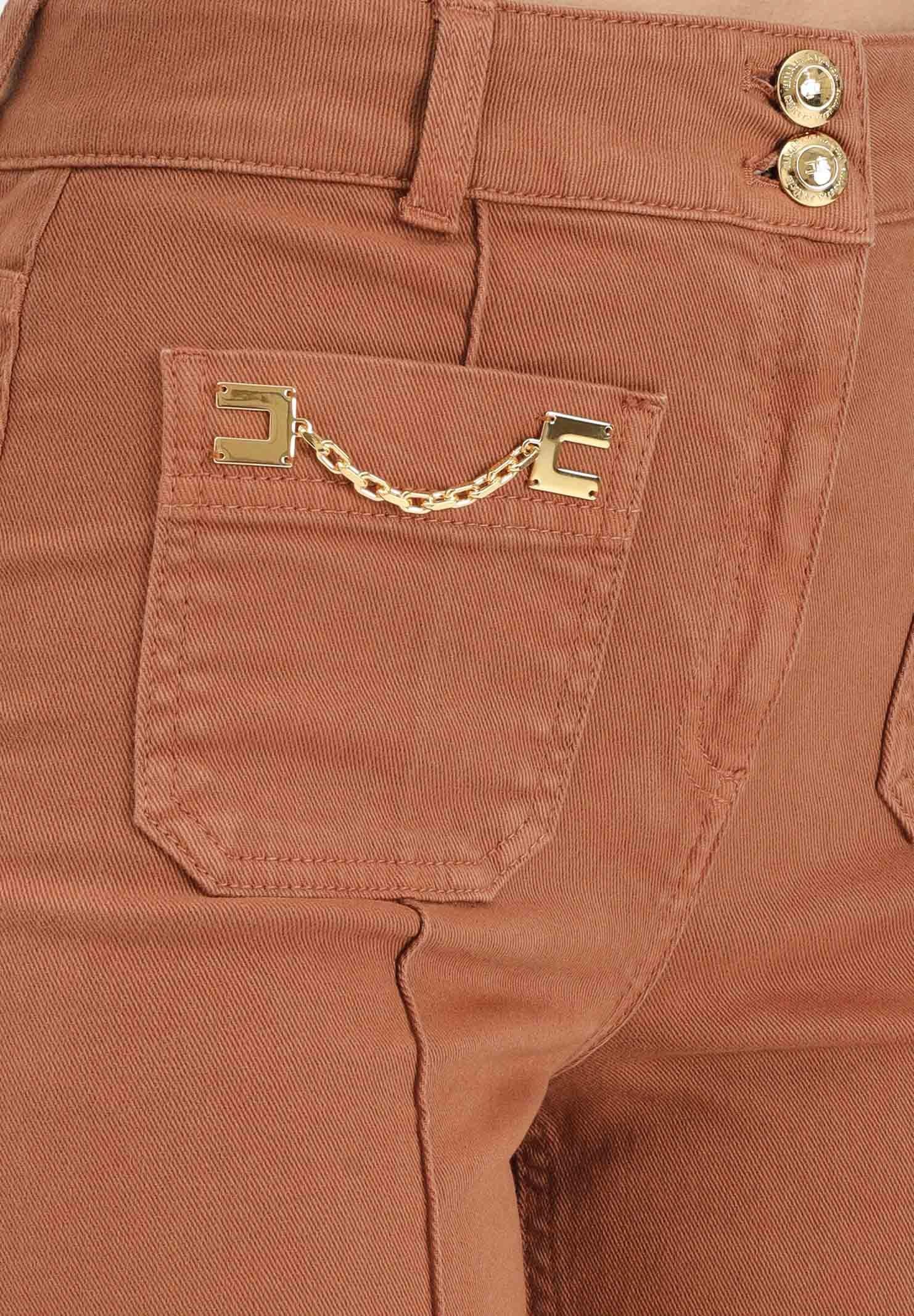 ELISABETTA FRANCHI Jeans a vita alta cuoio da donna con dettagli gioiello PJ25D61E2 600 ELISABETTA FRANCHI 