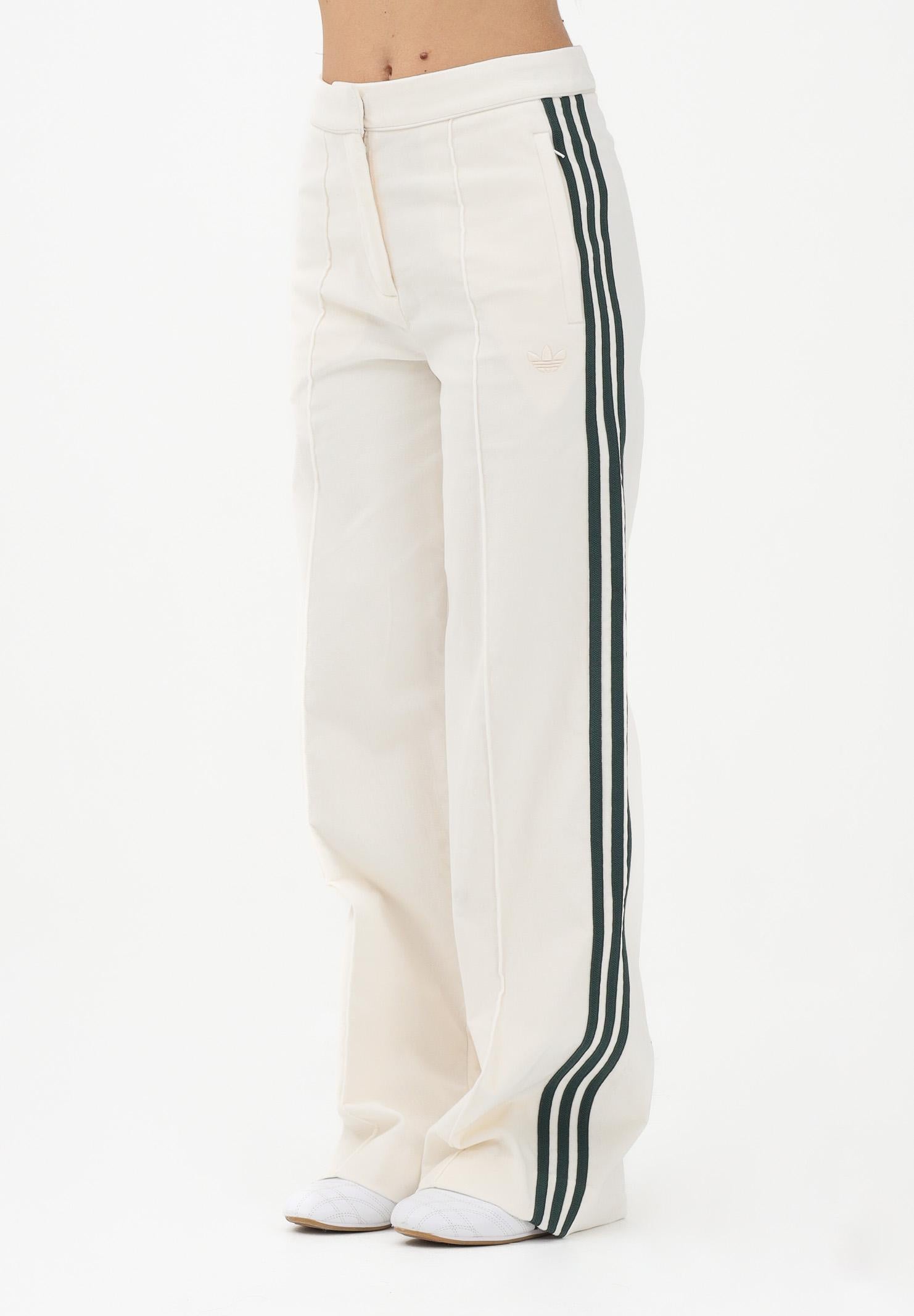 ADIDAS ORIGINALS Pantalone sportivo in velluto panna e verde da donna KF2303 . ADIDAS ORIGINALS 