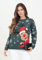 JDY Maglioncino girocollo verde da donna con renna 15238375 Green Gables JDY 