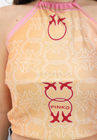 PINKO Top arancione e rosa da donna con logo all-over 106732A39F NA0 PINKO 