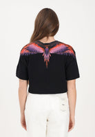 MARCELO BURLON COUNTY OF MILAN T-shirt a manica corta nera da donna con stampa ali e taglio crop 26ECM30122 NEVIAR MARCELO BURLON COUNTY OF MILAN 