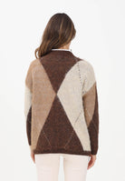 ONLY Cardigan marrone e beige da donna con motivo argyle 15353228 Chestnut ONLY 