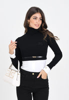 ELISABETTA FRANCHI Maglioncino a collo alto nero da donna in viscosa e popeline di cotone MK14T56E2 222 ELISABETTA FRANCHI 