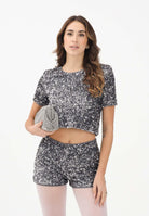 VICOLO T-shirt a manica corta grigia da donna ricoperta di strass TF0455 AR VICOLO 