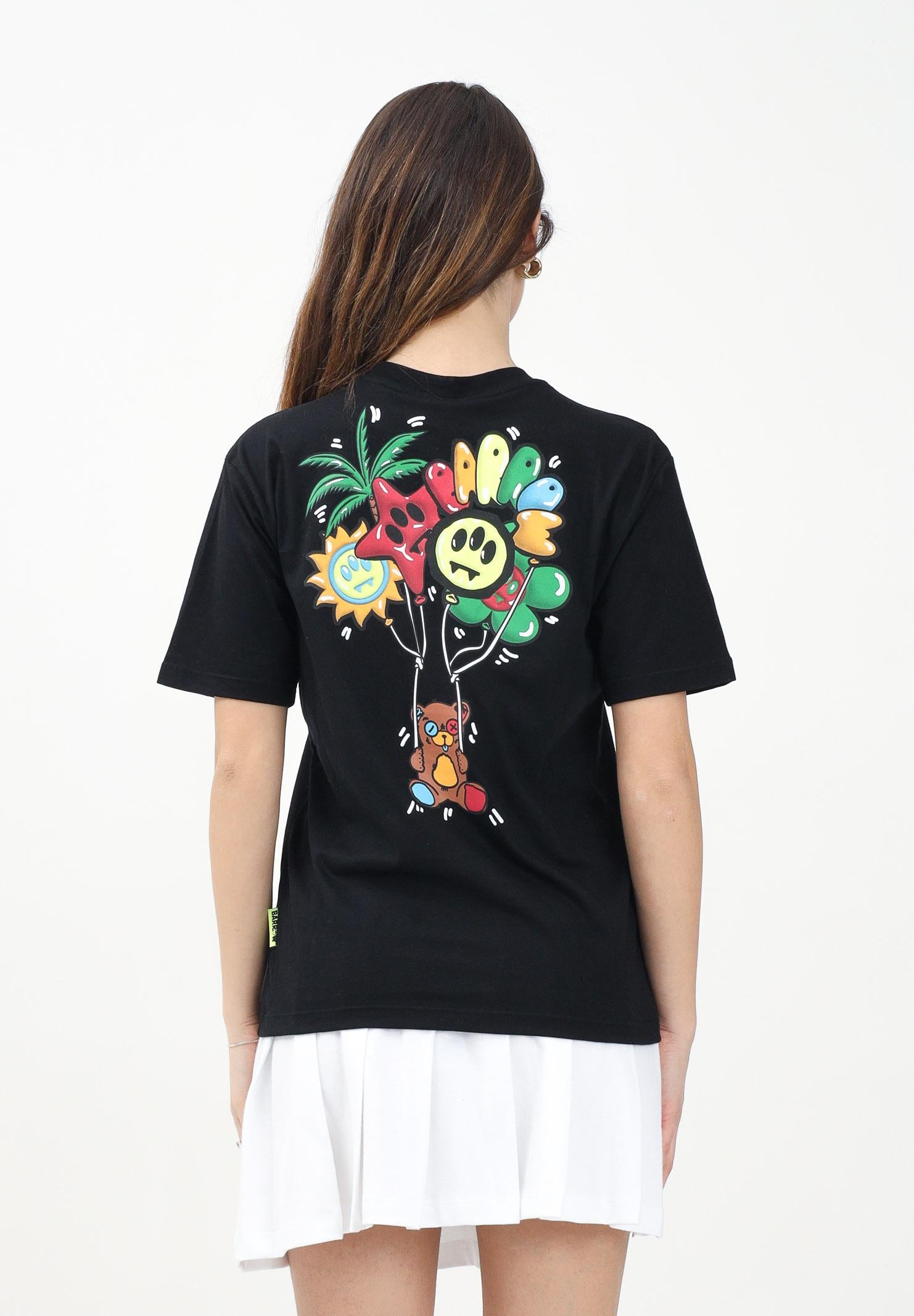 BARROW T-shirt a manica corta nera per donna, ragazzi e bambini con stampa teddy sul retro S5BKJUTH072 110 BARROW 