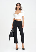 ELISABETTA FRANCHI Pantalone elegante nero da donna con dettagli smoking PA08856E2 110 ELISABETTA FRANCHI 