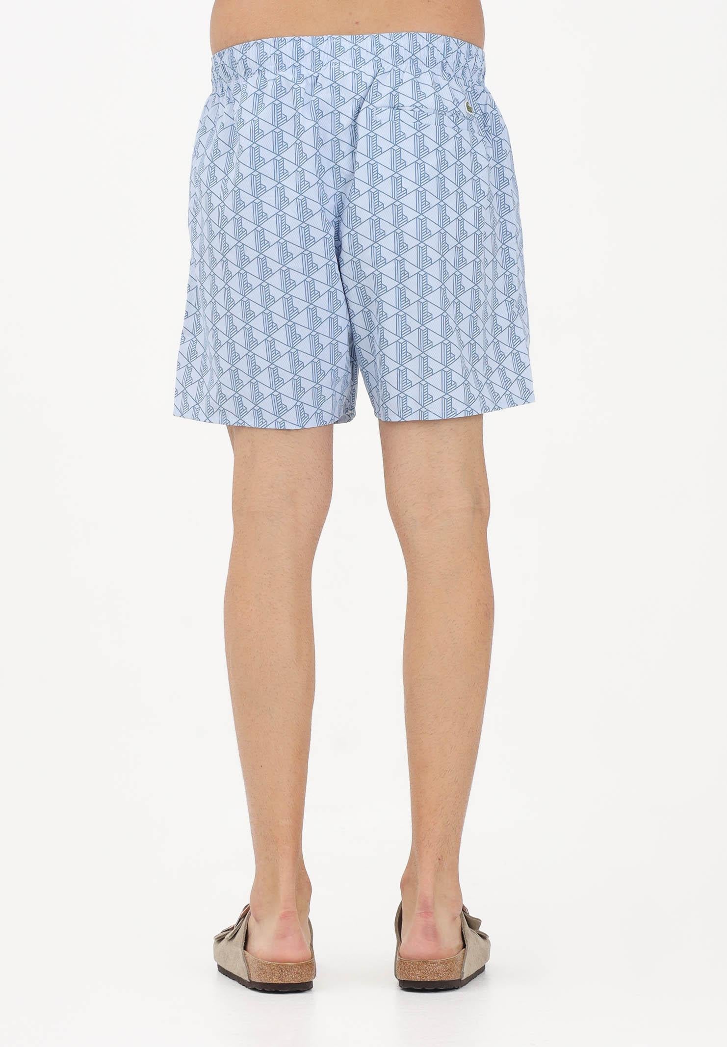 LACOSTE Shorts mare azzurro da uomo con stampa monogramma MH9086 3IJ LACOSTE 
