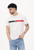 TOMMY JEANS T-shirt a manica corta panna da uomo con banda logo frontale DM0DM22539 YBL TOMMY JEANS 