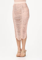 ELISABETTA FRANCHI Gonna midi nude da donna con frange GO18163E2 EA1 ELISABETTA FRANCHI 