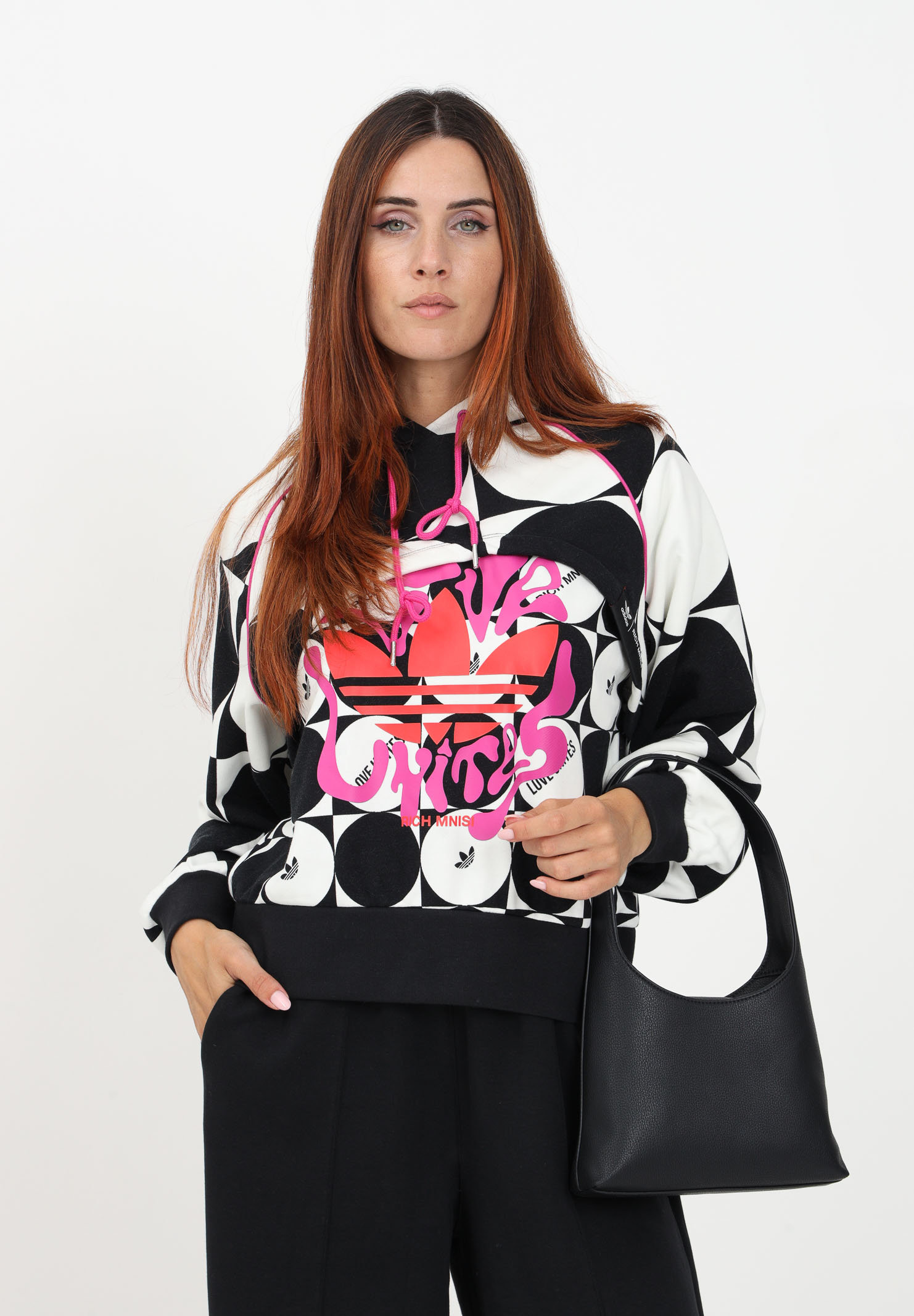 Black and white hooded sweatshirt for women ADIDAS ORIGINALS | II0903.