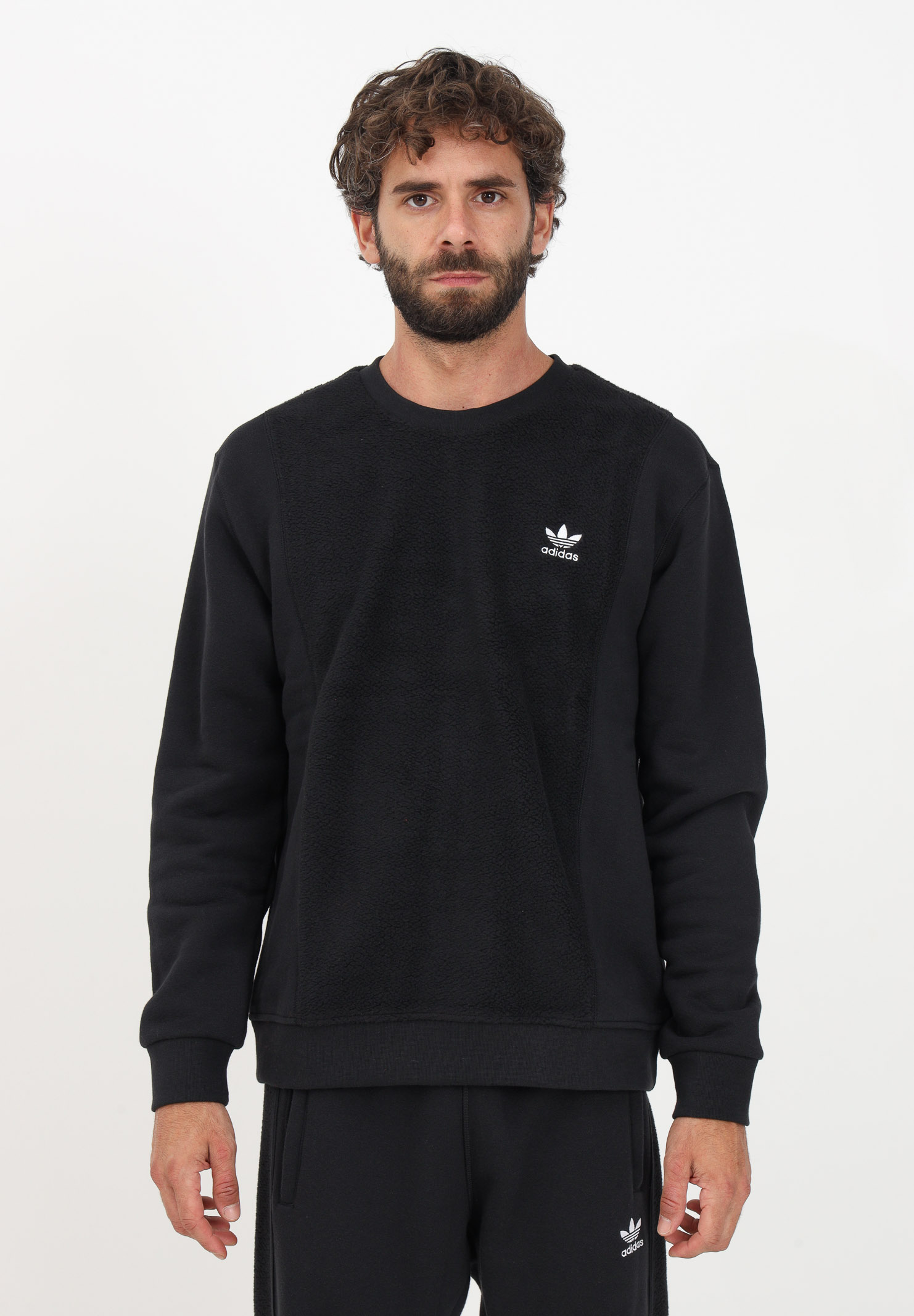 Black men's sweatshirt with Trefoil logo embroidery ADIDAS ORIGINALS | II5800.