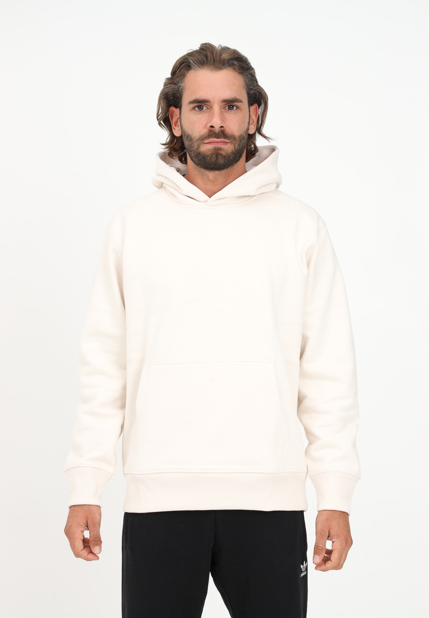 Men's beige hooded sweatshirt with logo ADIDAS | HK0318.