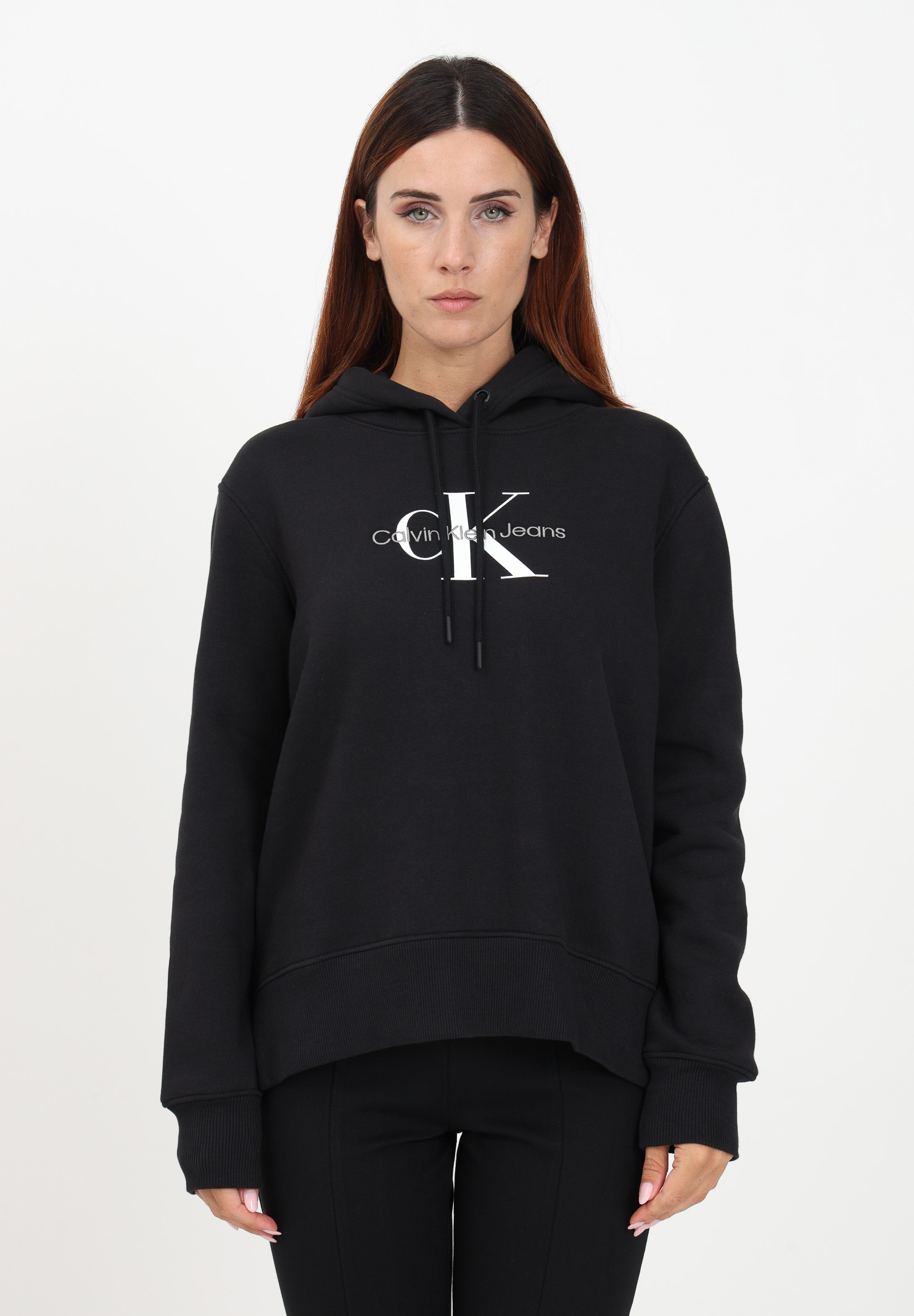 Women's black hooded sweatshirt embellished with logo CALVIN KLEIN JEANS | J20J221335BEHBEH