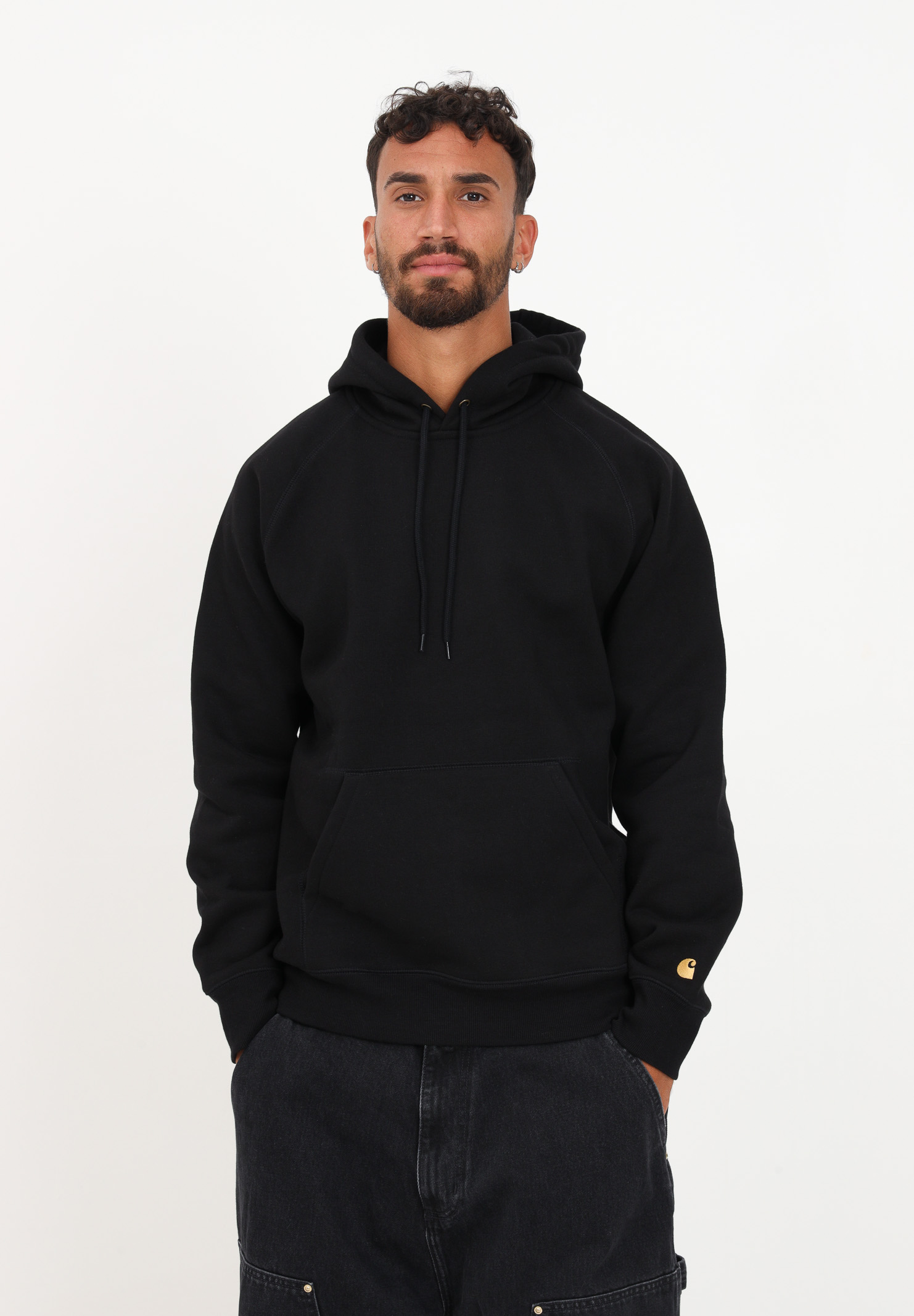 Men's black hooded sweatshirt with logo embroidery CARHARTT WIP | I02638400FXX