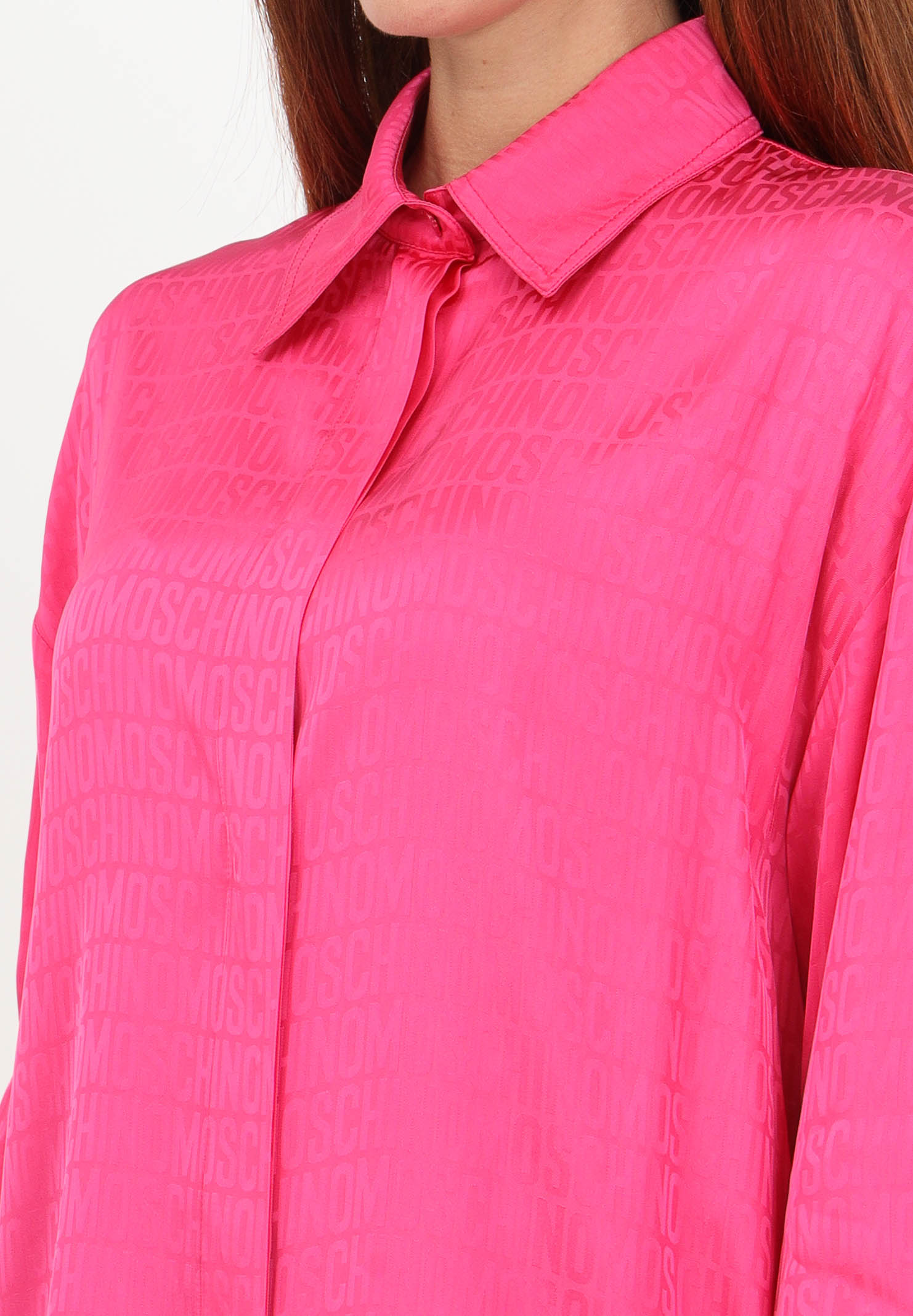 Fuchsia casual shirt for women with all-over logo MOSCHINO | A020477480217