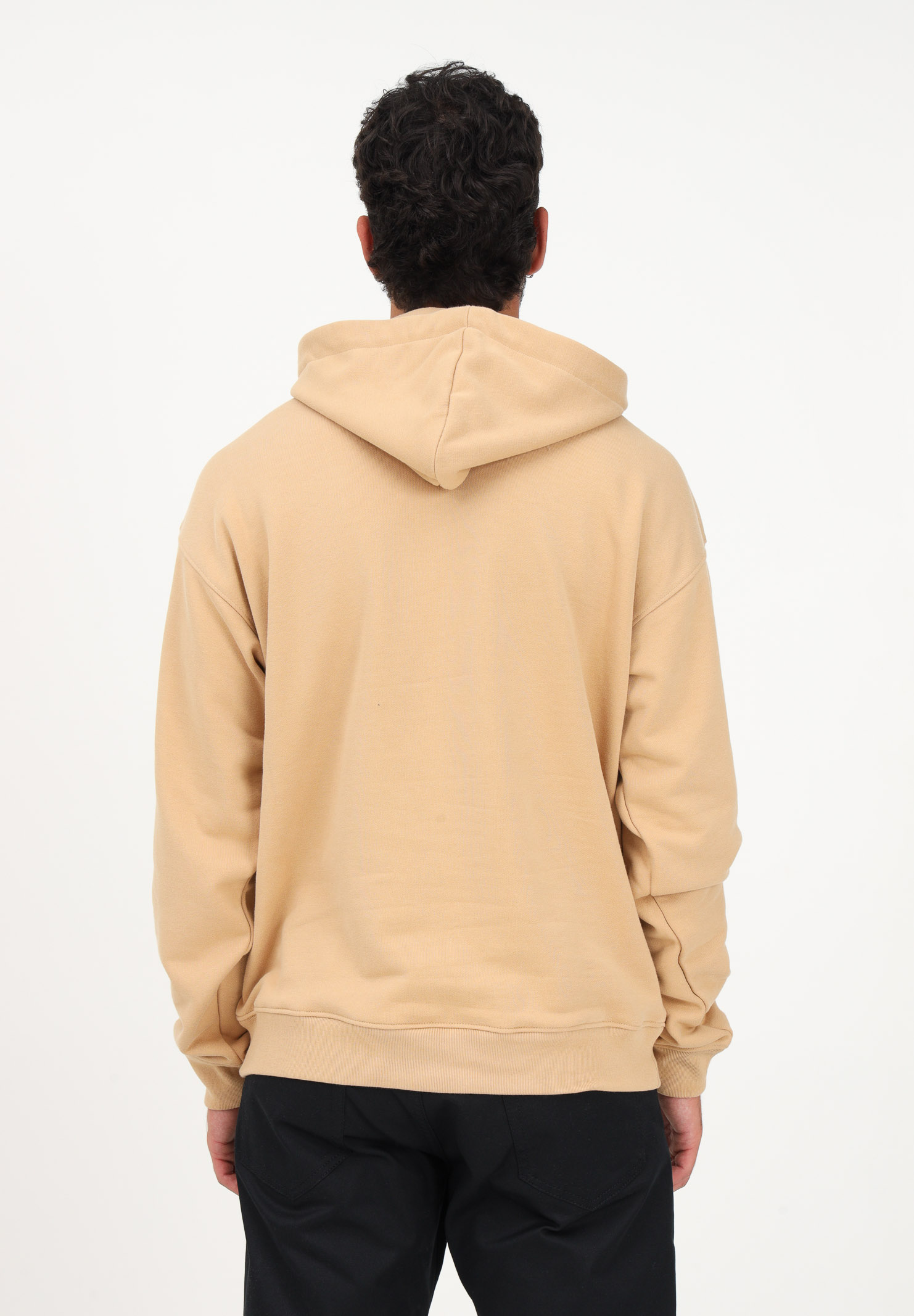 Men's beige hooded sweatshirt embellished with logo print MOSCHINO | A170652281018