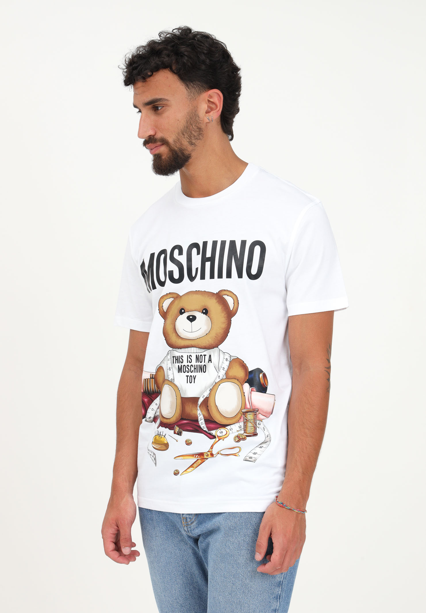 T-shirt bianca da uomo con maxi stampa - MOSCHINO - Pavidas