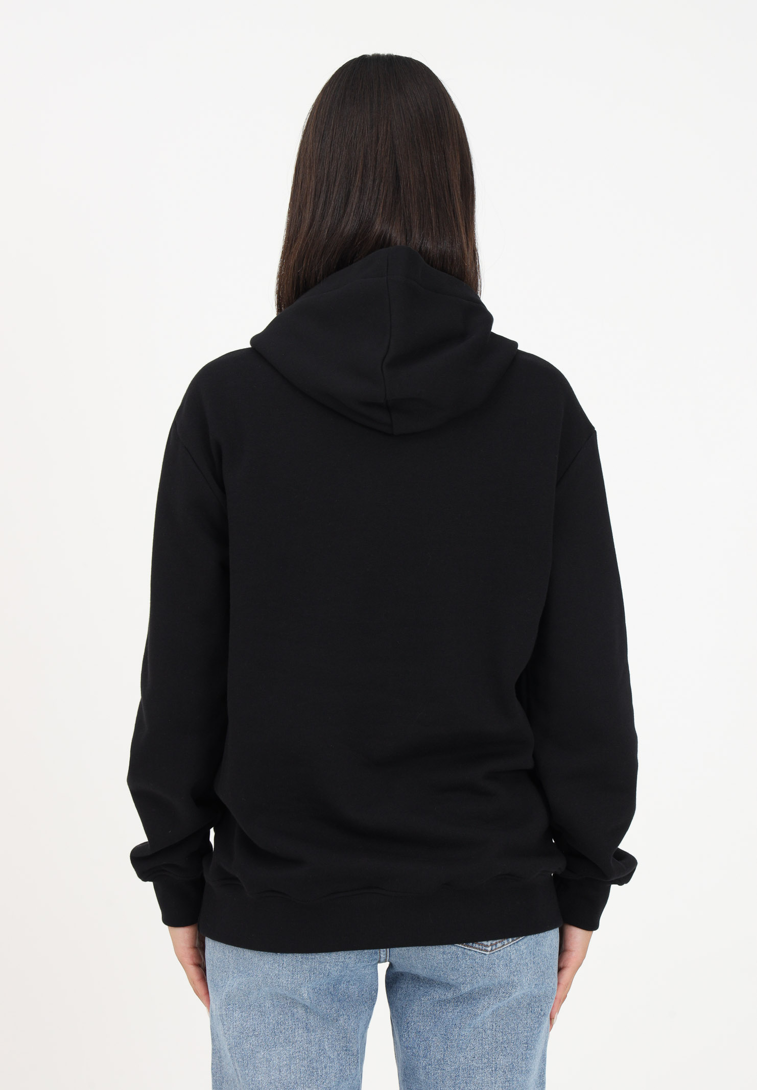 Black women's sweatshirt with hood and logo print MSGM | F3MSJUHS018110