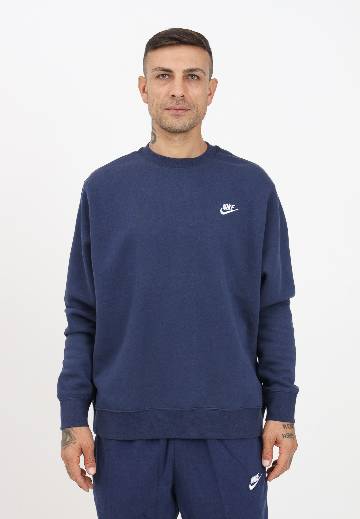 Felpa girocollo Nike Sportswear Club Fleece blu per uomo e donna con logo a contrasto NIKE | BV2662410