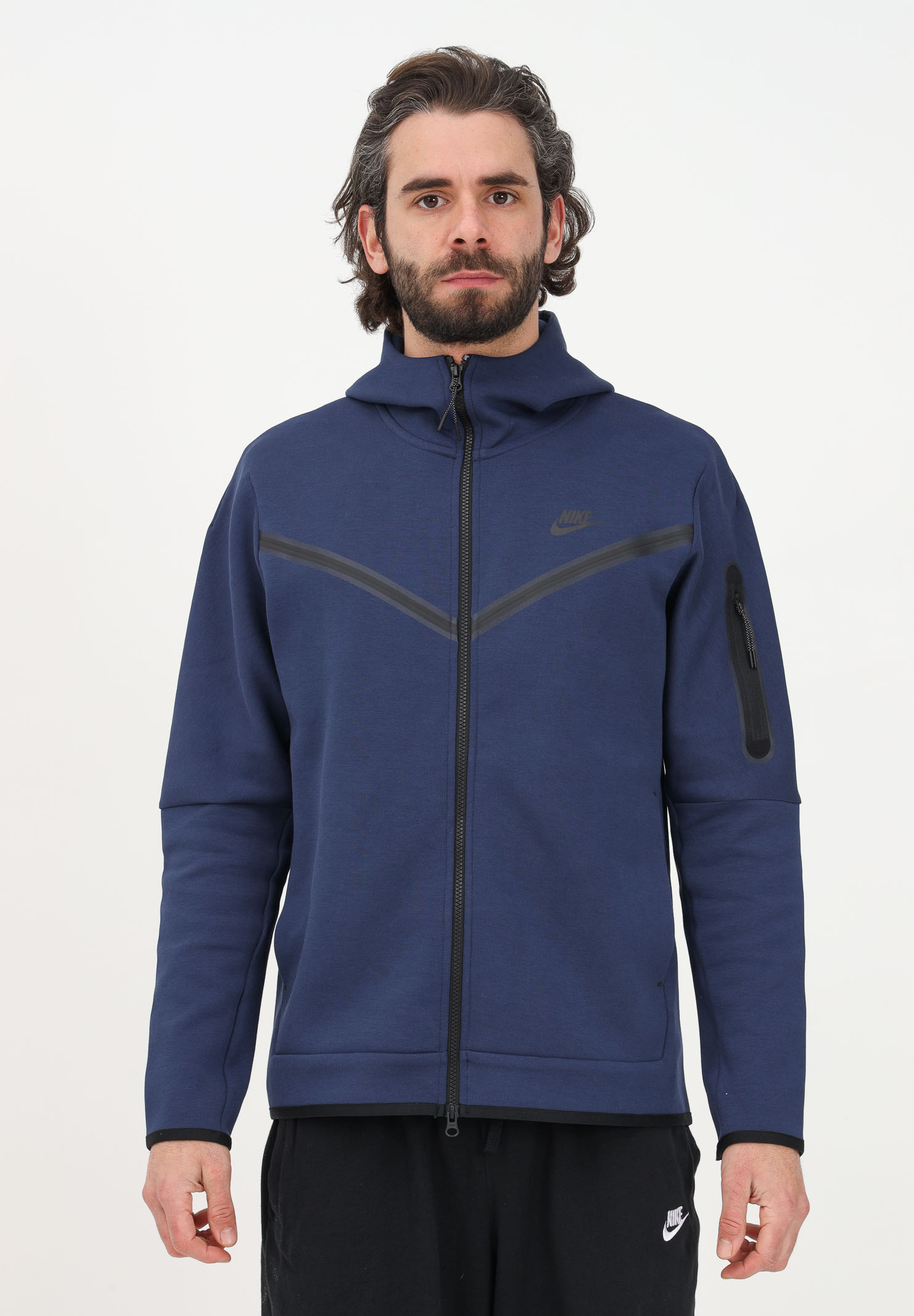 Blue men's sweatshirt with logo and zip NIKE | CU4489410